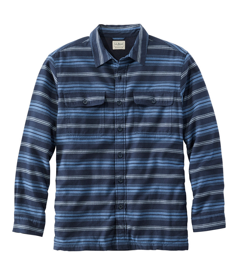 Men's Fleece-Lined Flannel Shirt, Traditional Fit, Stripe | L.L.Bean outlet