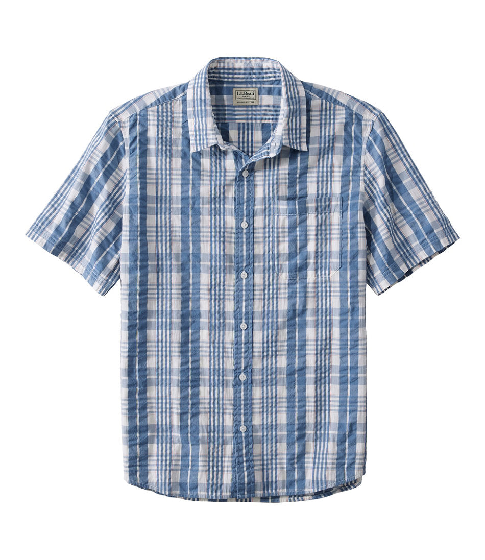 Men's Organic Cotton Seersucker Shirt, Short-Sleeve, Slightly Fitted, Plaid | L.L.Bean on sale