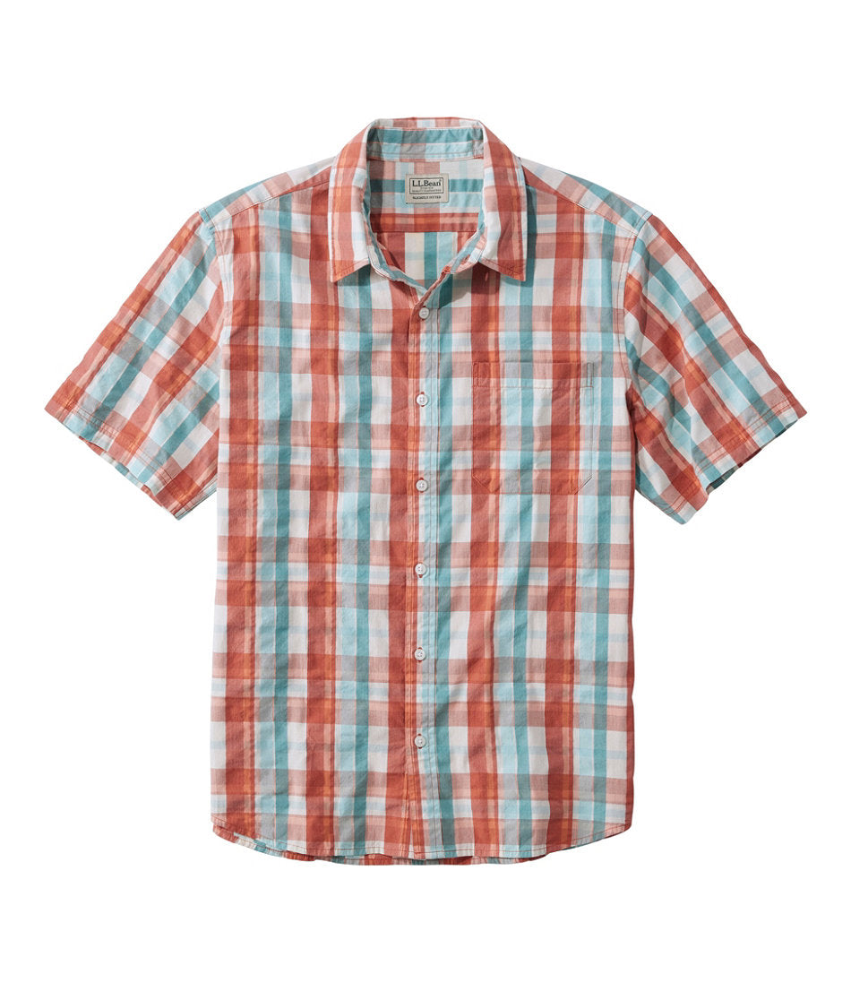Men's Organic Cotton Seersucker Shirt, Short-Sleeve, Slightly Fitted, Plaid | L.L.Bean on sale