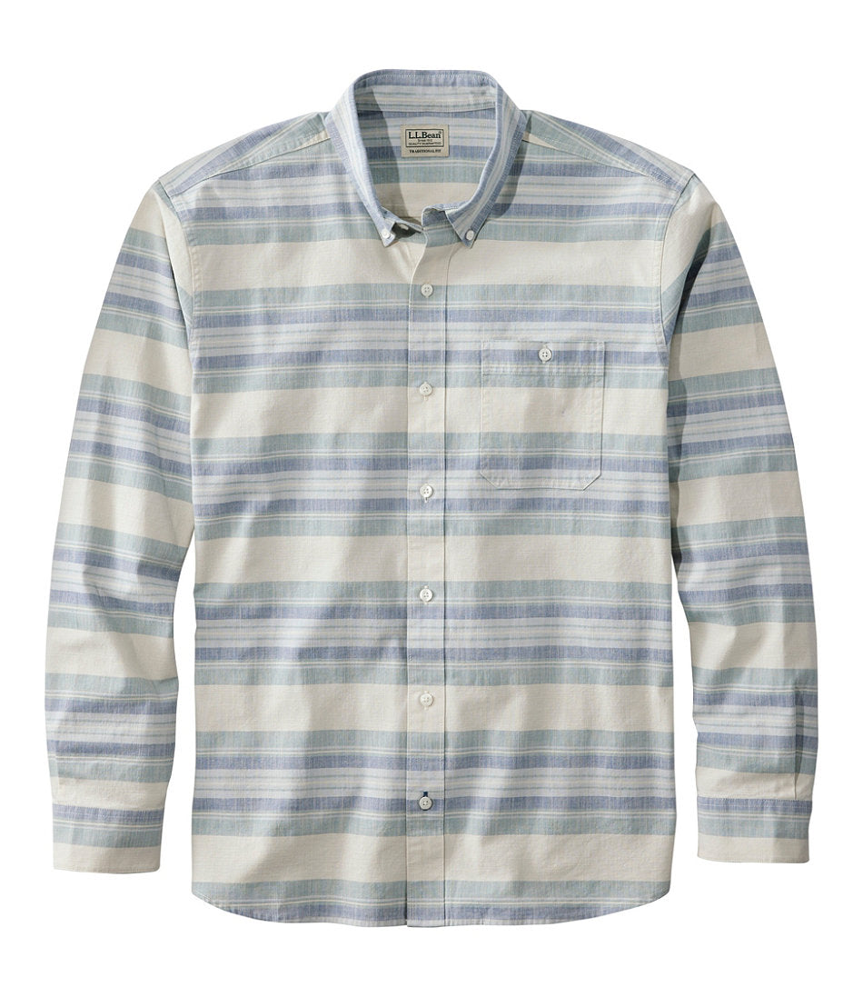 Men's Comfort Stretch Chambray Shirt, Traditional Untucked Fit, Long-Sleeve, Stripe | L.L.Bean near me