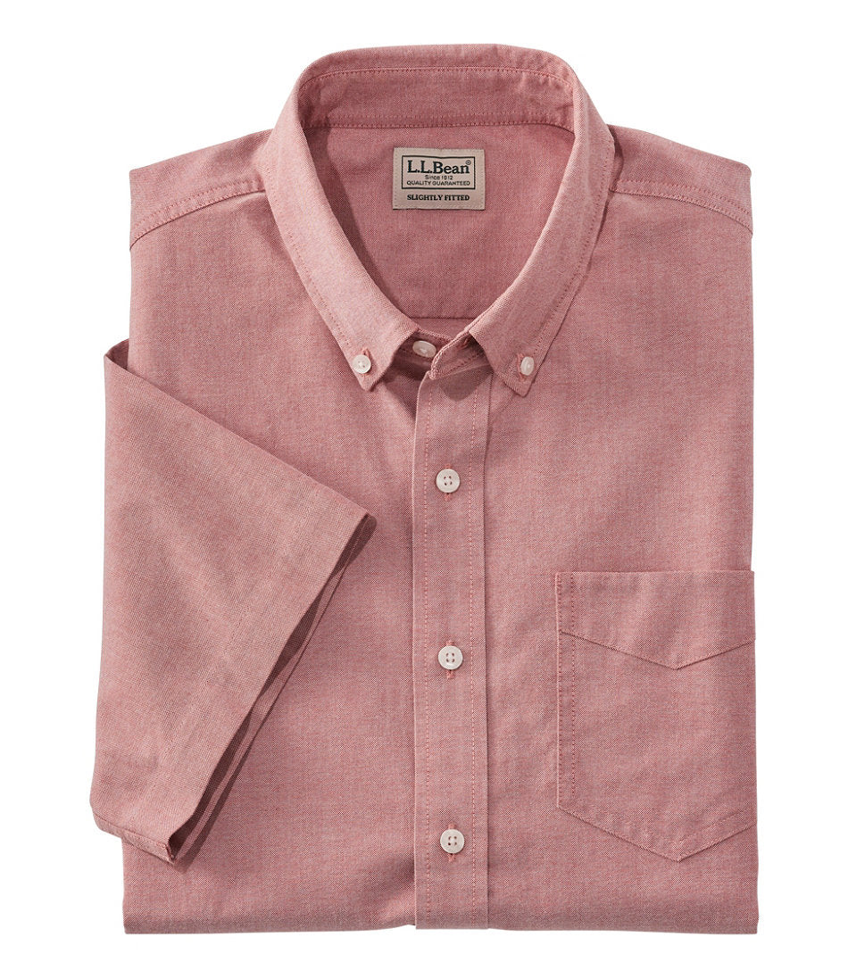Men's Comfort Stretch® Oxford Shirt, Slightly Fitted Untucked Fit, Short-Sleeve | L.L.Bean sale