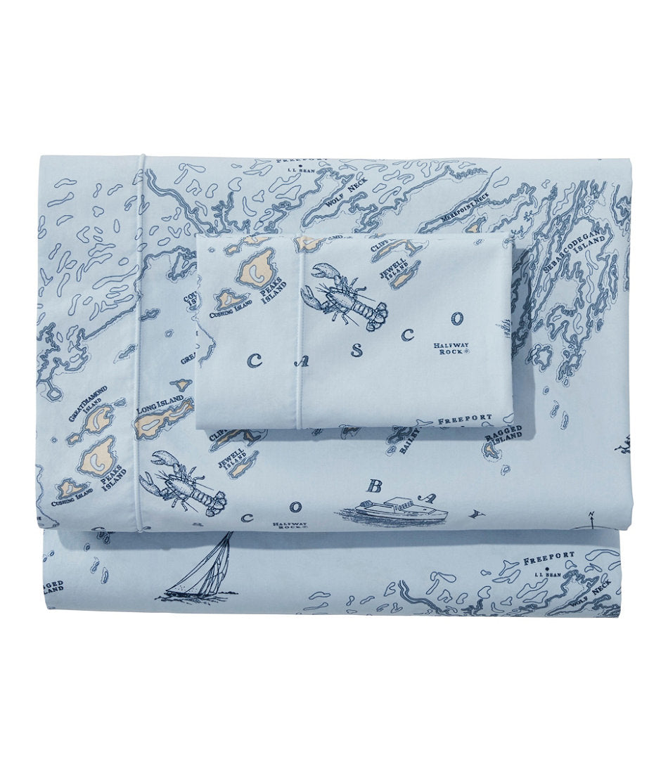 Nautical Map Percale Sheet Collection | L.L.Bean on sale
