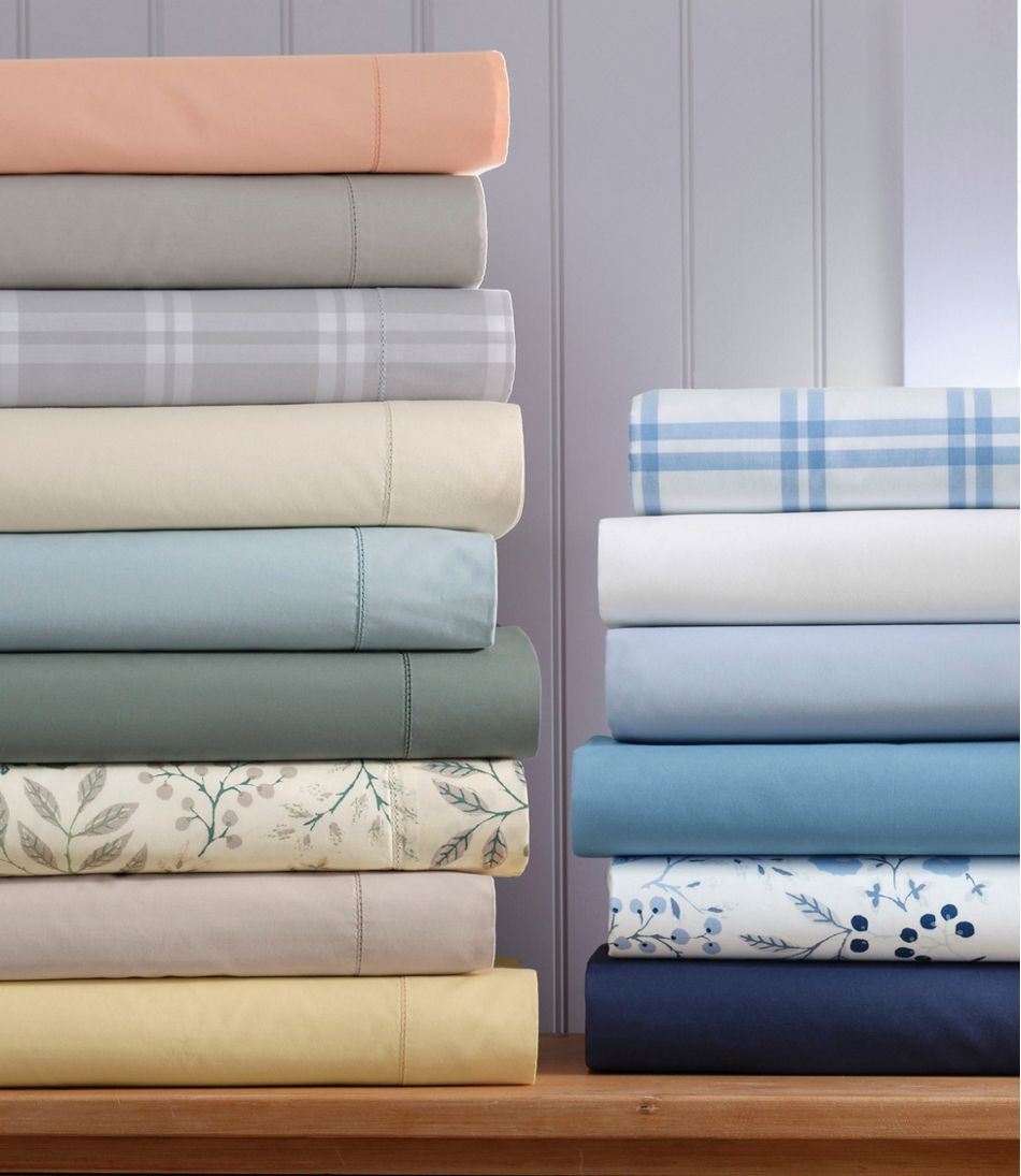 280-Thread-Count Pima Percale Sheet Collection, Windowpane | L.L.Bean for sale