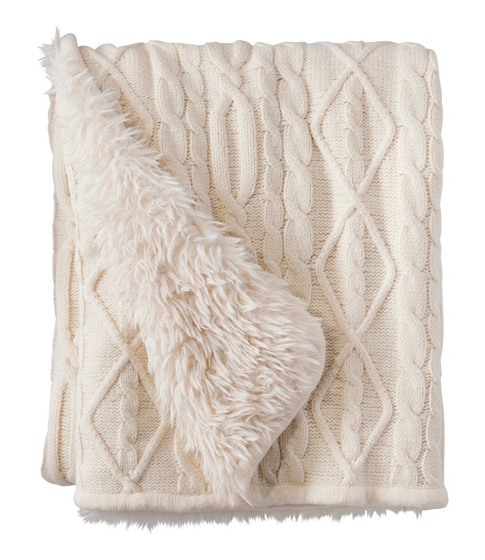 1912 Heritage Knit Faux Fur Throw, Cable | L.L.Bean sale