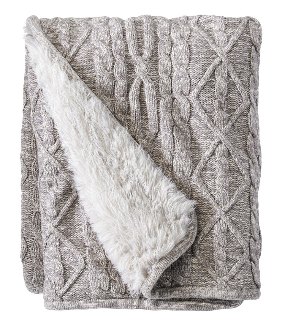 1912 Heritage Knit Faux Fur Throw, Cable | L.L.Bean sale