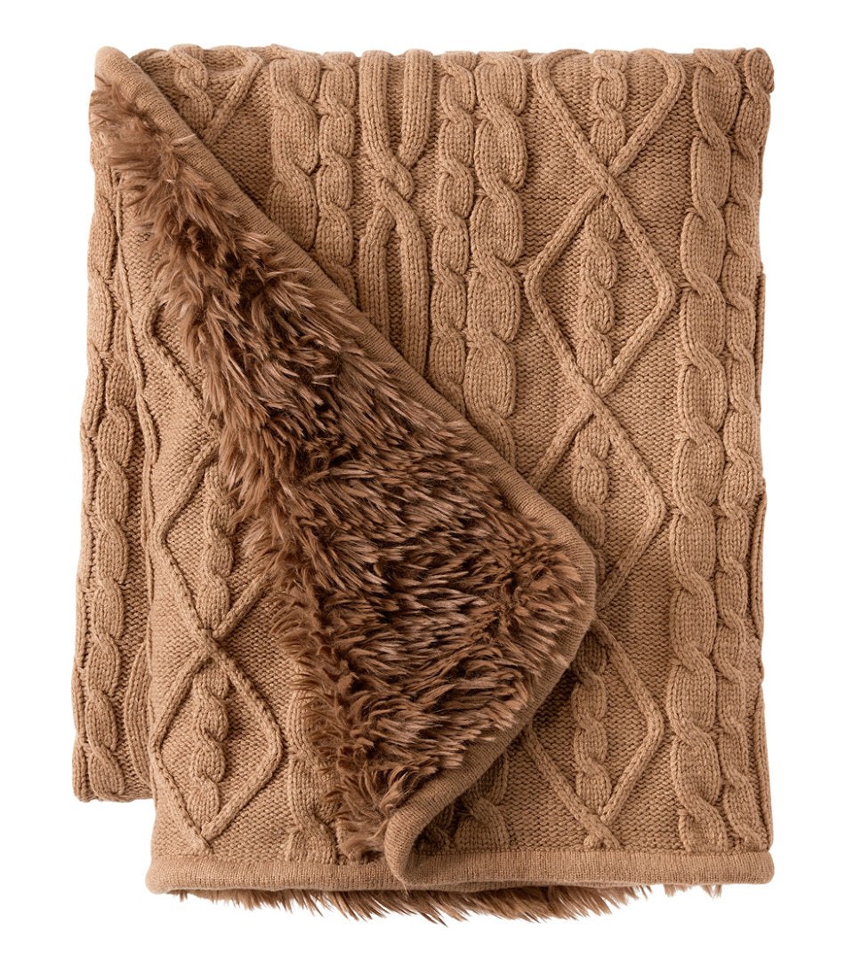 1912 Heritage Knit Faux Fur Throw, Cable | L.L.Bean sale