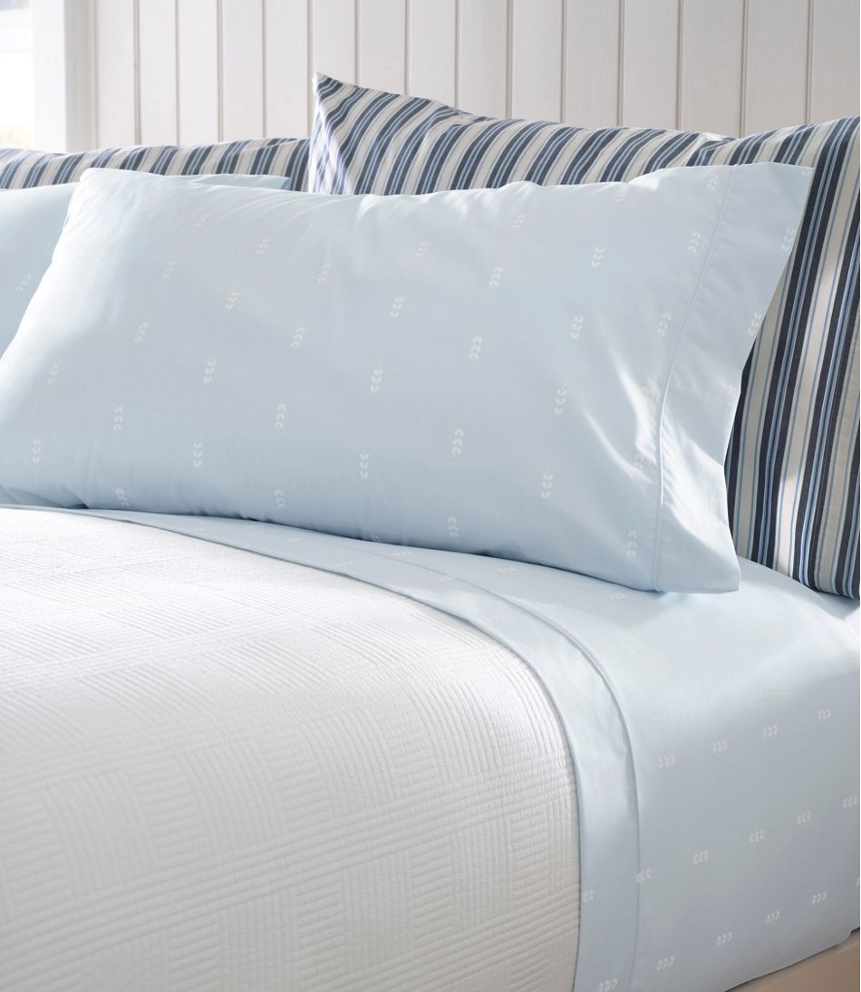 Sunwashed Percale Sheet Collection, Stamped Leaf Print | L.L.Bean on sale