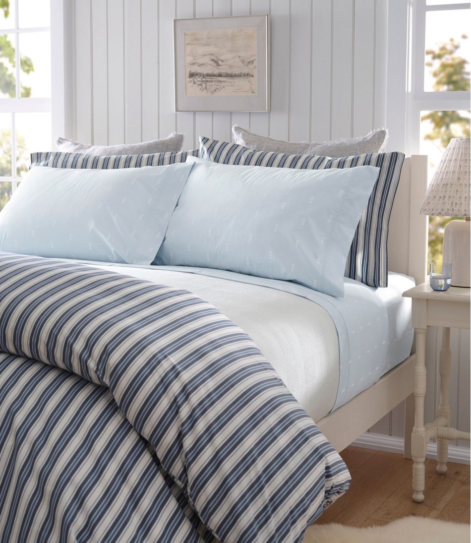 Sunwashed Percale Sheet Collection, Stamped Leaf Print | L.L.Bean on sale