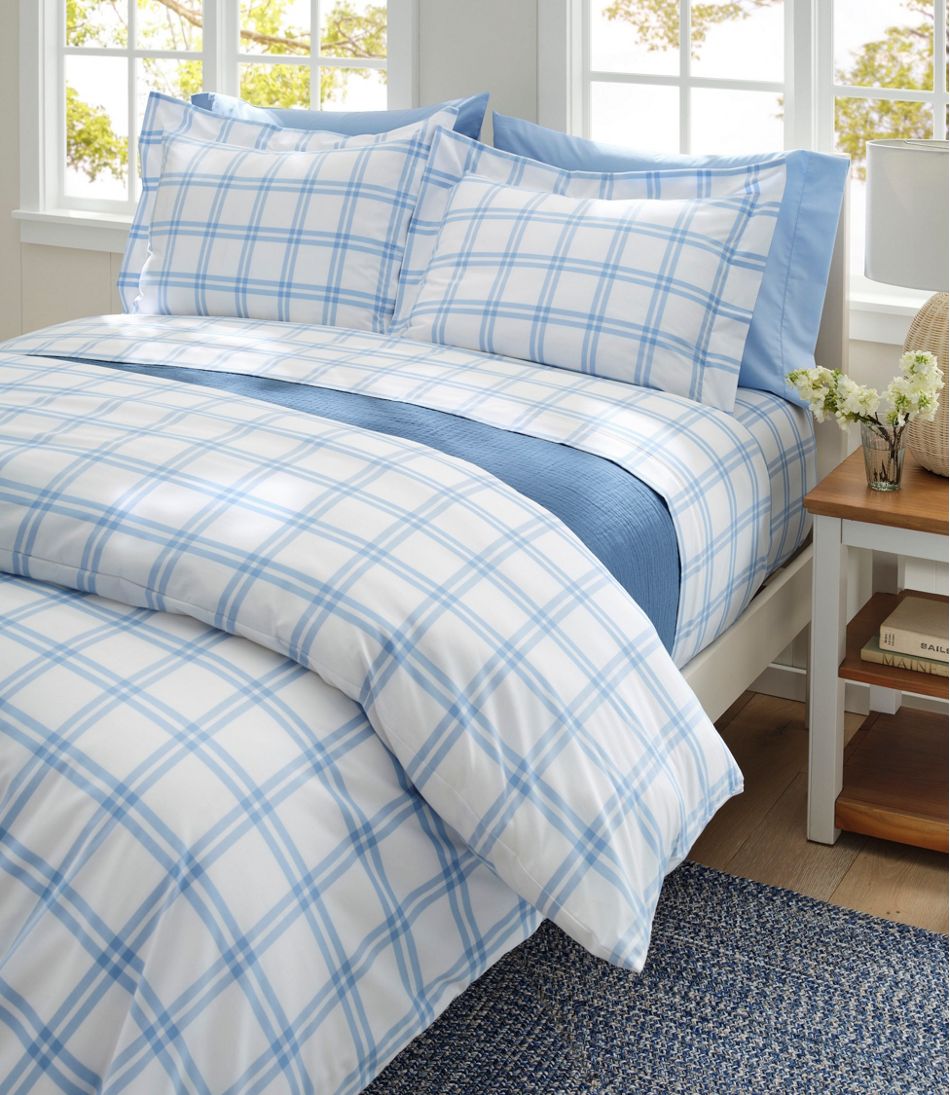 280-Thread-Count Pima Cotton Percale Comforter Cover Collection, Windowpane | L.L.Bean online