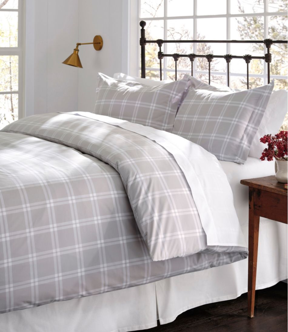 280-Thread-Count Pima Cotton Percale Comforter Cover Collection, Windowpane | L.L.Bean online