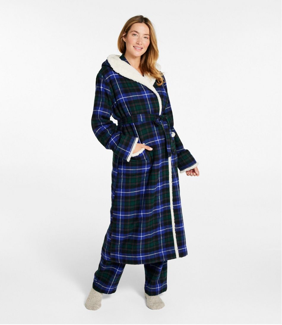 Women's Scotch Plaid Flannel Robe, Sherpa-Lined Long | L.L.Bean sale