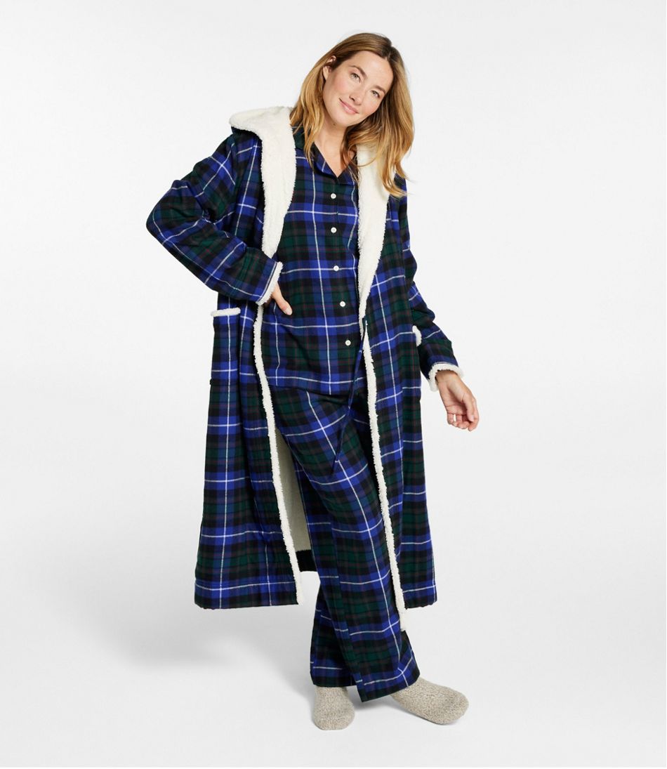Women's Scotch Plaid Flannel Robe, Sherpa-Lined Long | L.L.Bean sale