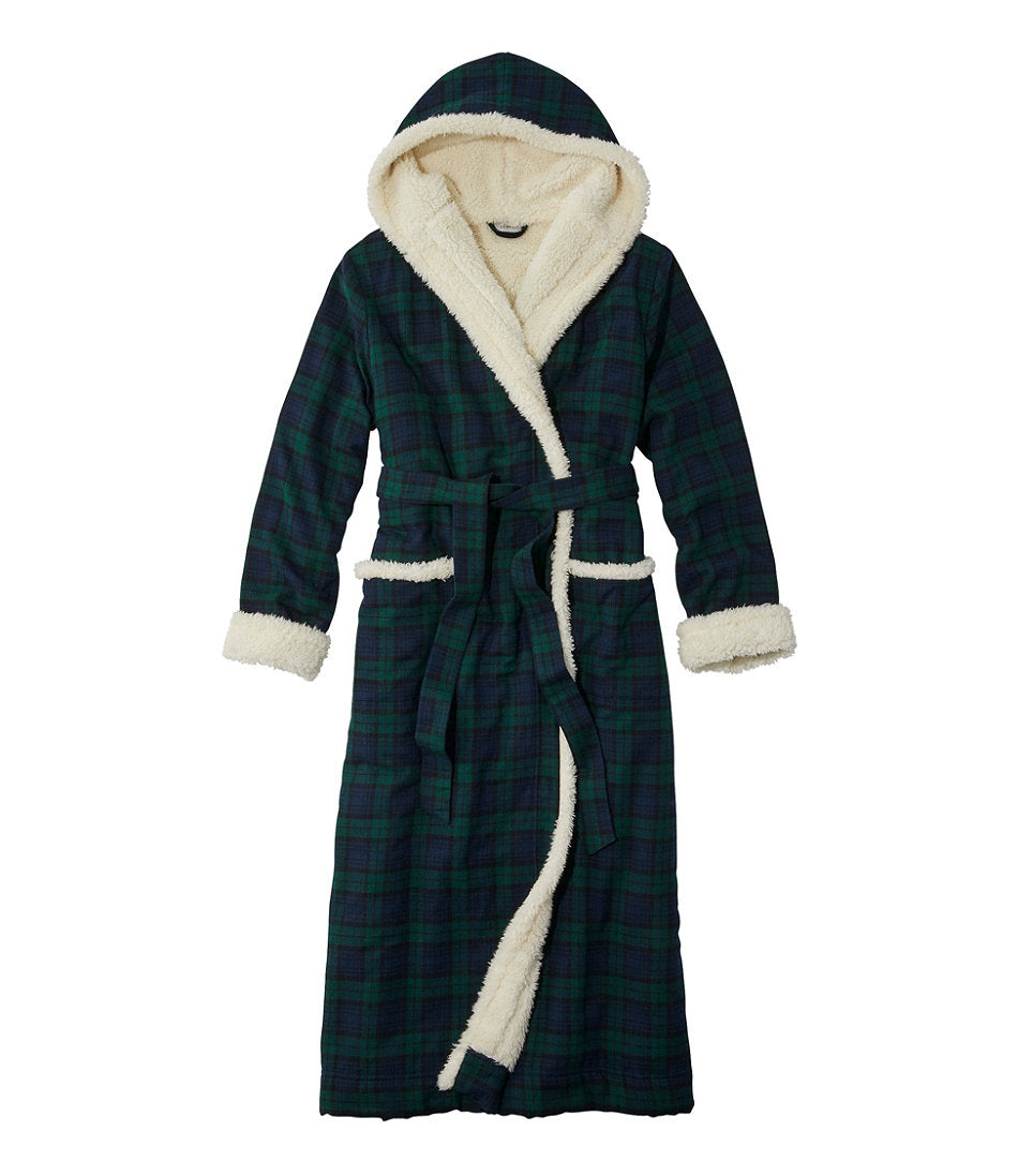 Women's Scotch Plaid Flannel Robe, Sherpa-Lined Long | L.L.Bean sale