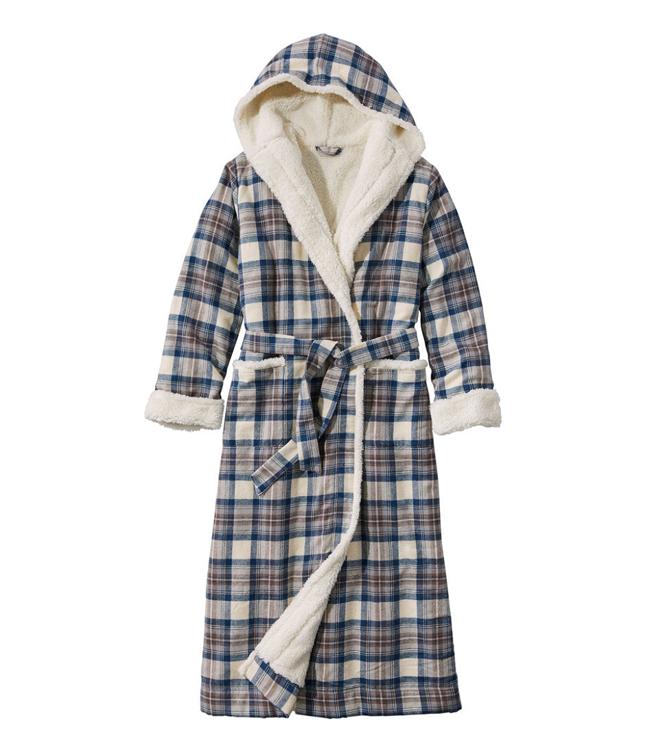 Women's Scotch Plaid Flannel Robe, Sherpa-Lined Long | L.L.Bean sale