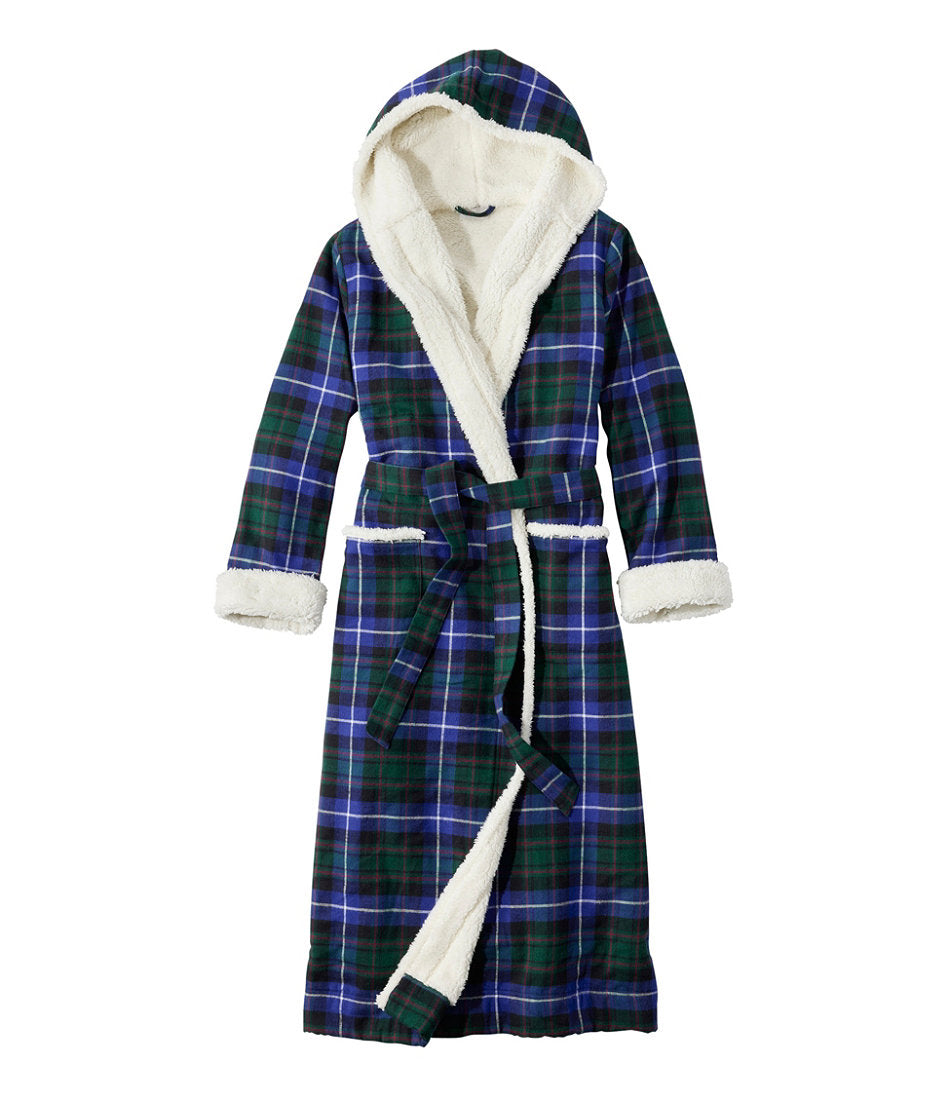 Women's Scotch Plaid Flannel Robe, Sherpa-Lined Long | L.L.Bean sale