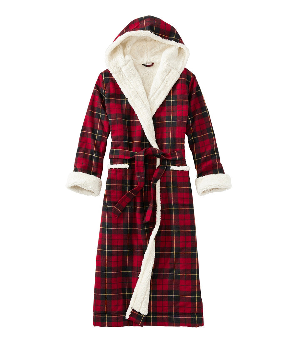 Women's Scotch Plaid Flannel Robe, Sherpa-Lined Long | L.L.Bean sale