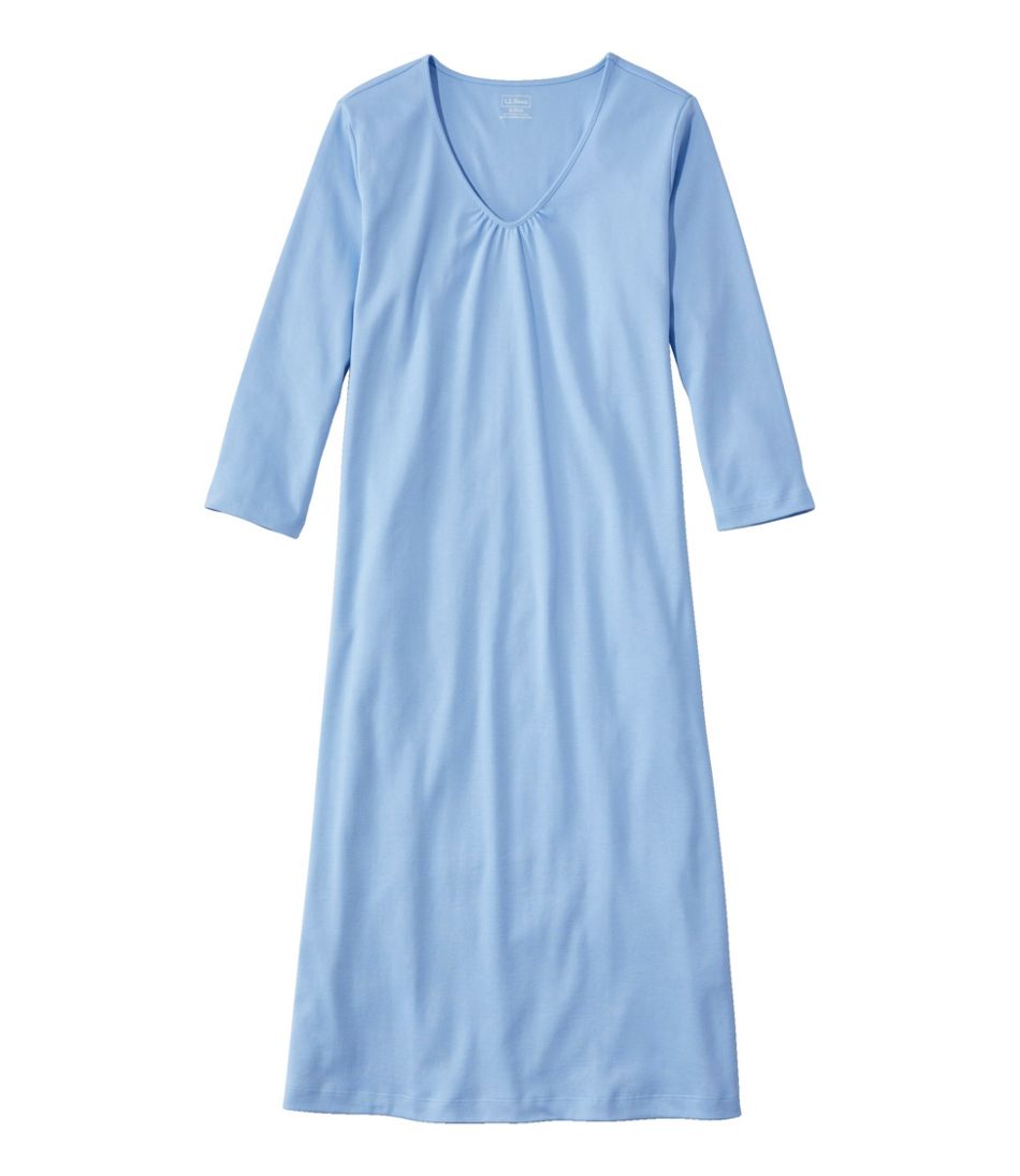 Women's Supima Cotton Nightgown, V-Neck Three-Quarter-Sleeve | L.L.Bean discount