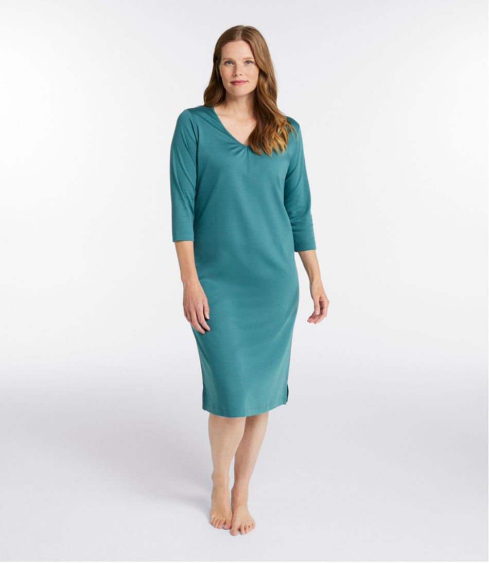 Women's Supima Cotton Nightgown, V-Neck Three-Quarter-Sleeve | L.L.Bean discount
