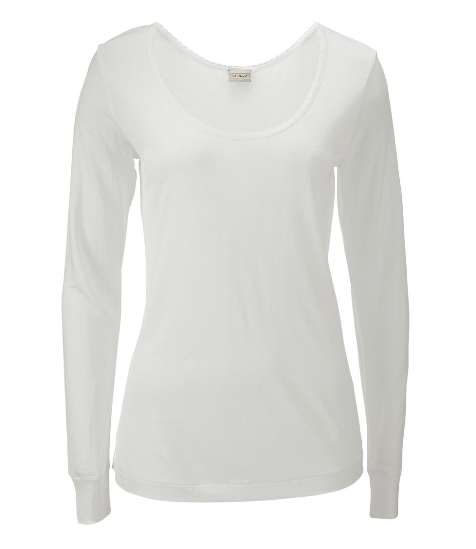 Women's Silk Pointelle, Long-Sleeve Scoopneck | L.L.Bean sale