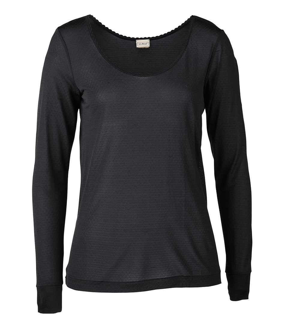 Women's Silk Pointelle, Long-Sleeve Scoopneck | L.L.Bean sale