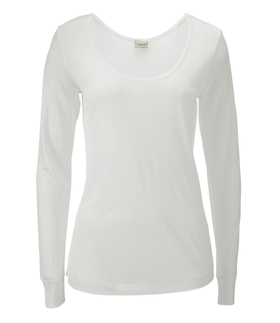 Women's Silk Pointelle, Long-Sleeve Scoopneck | L.L.Bean sale