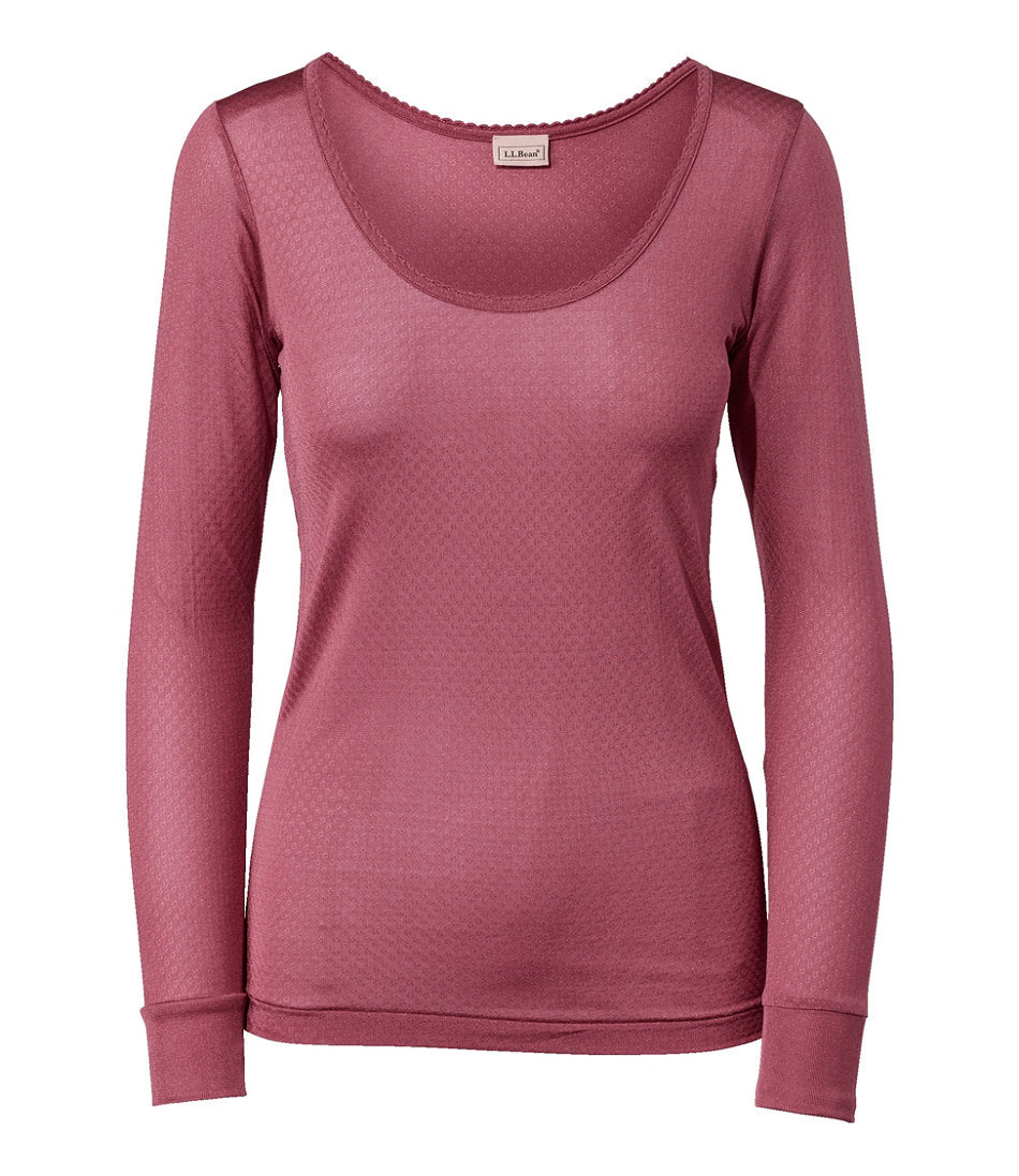 Women's Silk Pointelle, Long-Sleeve Scoopneck | L.L.Bean sale