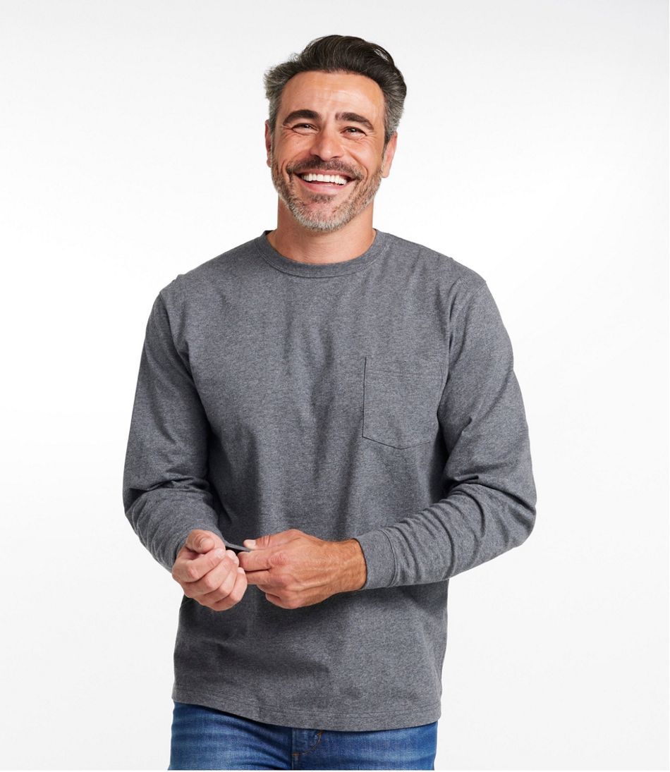 Men's Carefree Unshrinkable Tee with Pocket, Traditional Fit, Long-Sleeve | L.L.Bean discount