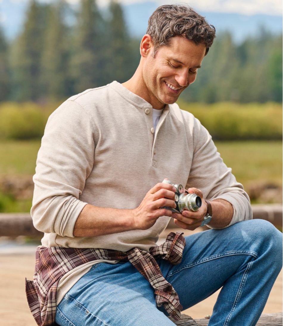 Men's Unshrinkable Mini-Waffle Henley, Long-Sleeve Traditional Fit | L.L.Bean for sale