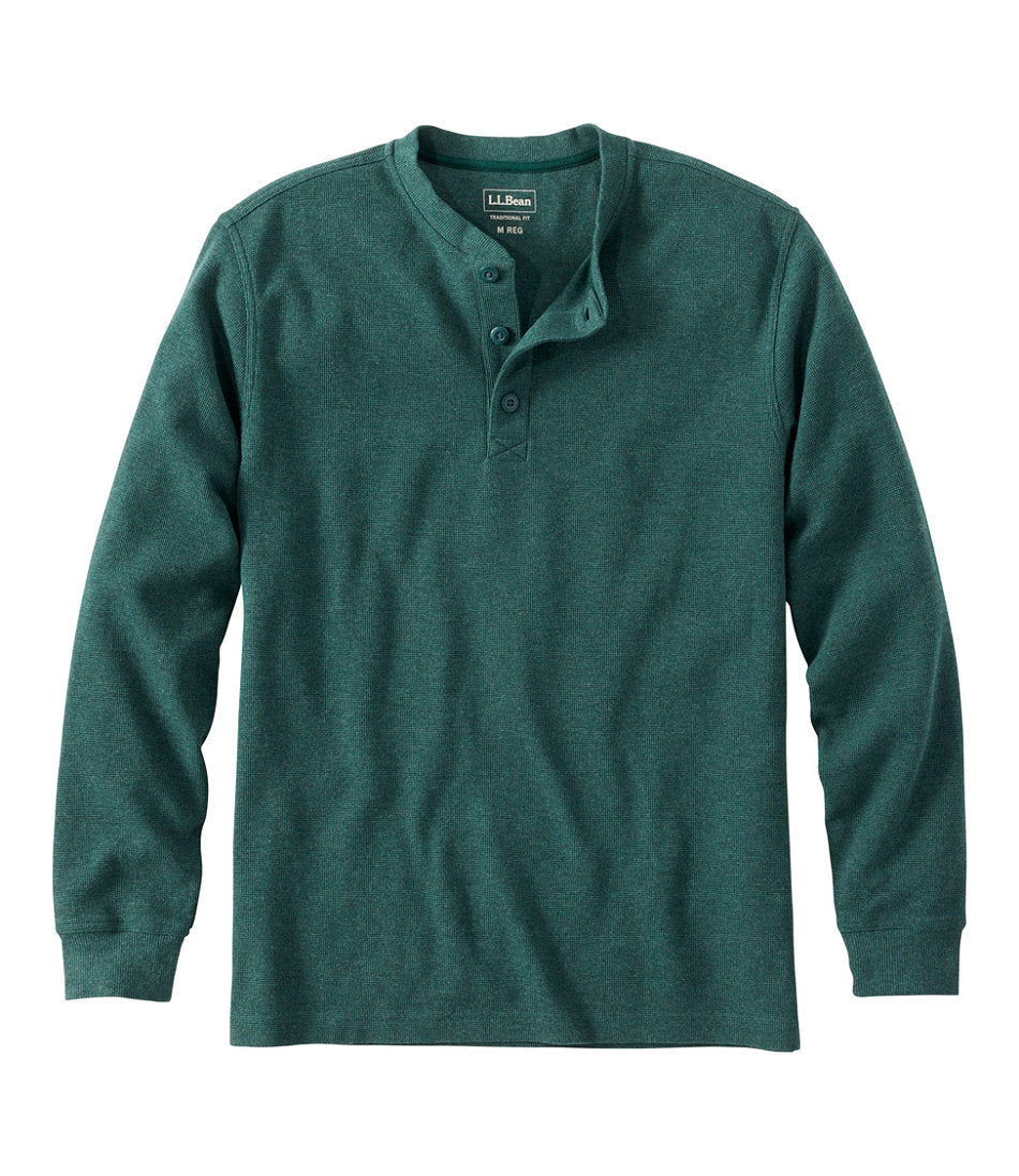 Men's Unshrinkable Mini-Waffle Henley, Long-Sleeve Traditional Fit | L.L.Bean for sale