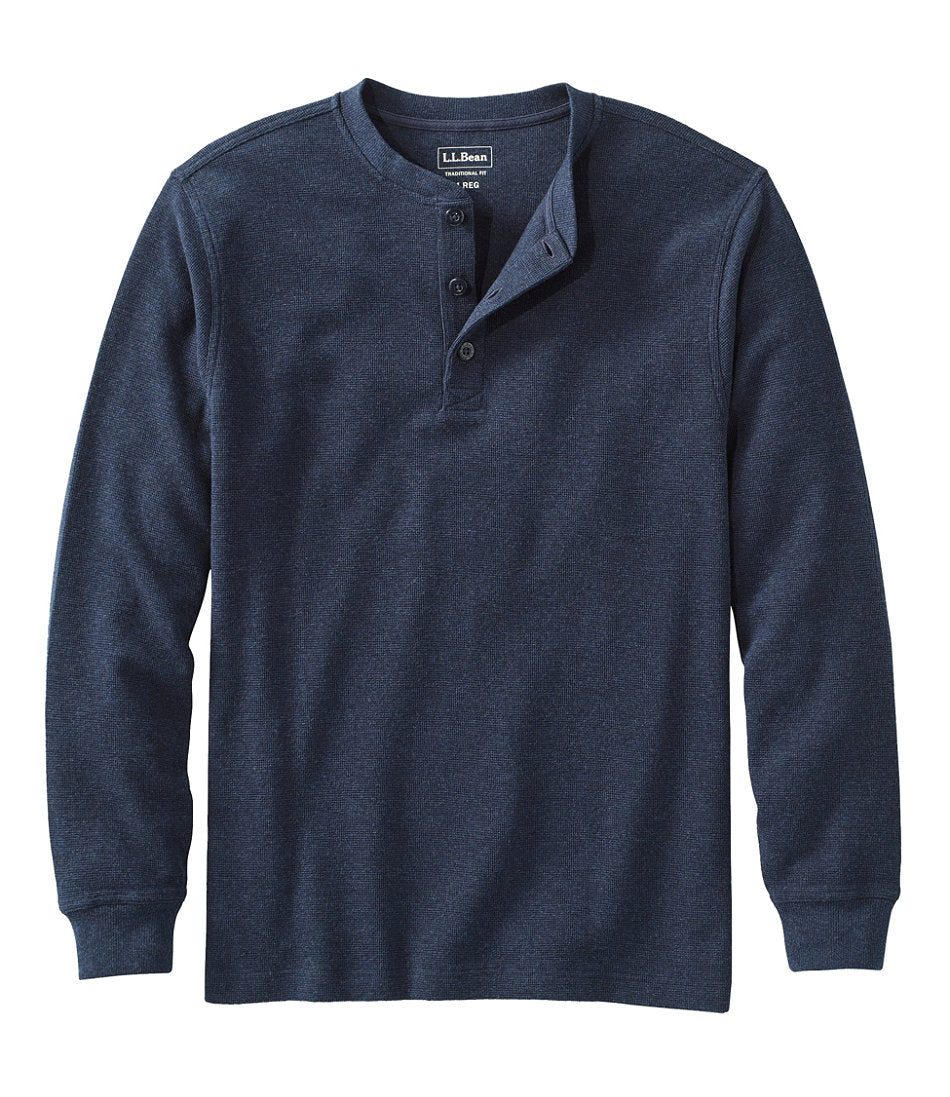 Men's Unshrinkable Mini-Waffle Henley, Long-Sleeve Traditional Fit | L.L.Bean for sale