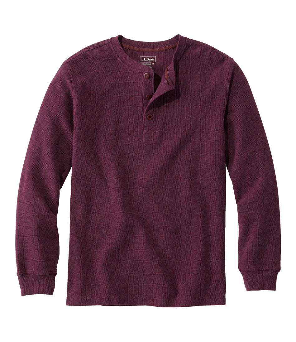 Men's Unshrinkable Mini-Waffle Henley, Long-Sleeve Traditional Fit | L.L.Bean for sale