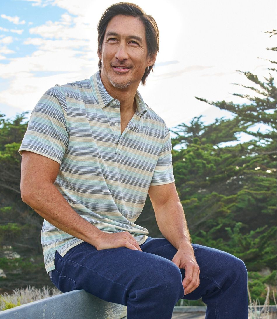Men's Comfort Stretch Performance® Pima Polo, Short-Sleeve, Stripe | L.L.Bean online