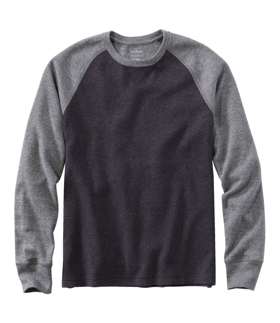Men's Washed Cotton Double-Knit Crewneck, Slightly Fitted Long-Sleeve Colorblock | L.L.Bean online