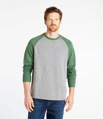 Men's Washed Cotton Double-Knit Crewneck, Slightly Fitted Long-Sleeve Colorblock | L.L.Bean online