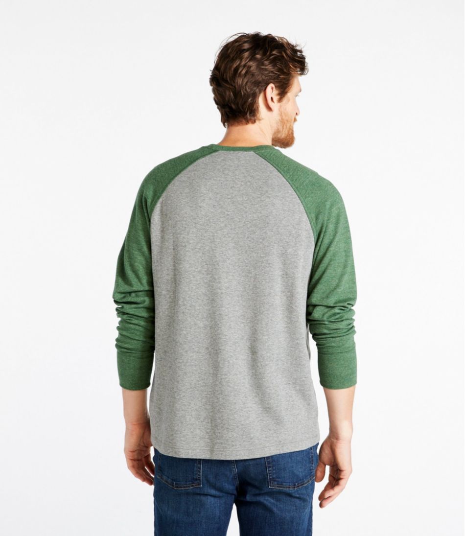 Men's Washed Cotton Double-Knit Crewneck, Slightly Fitted Long-Sleeve Colorblock | L.L.Bean online