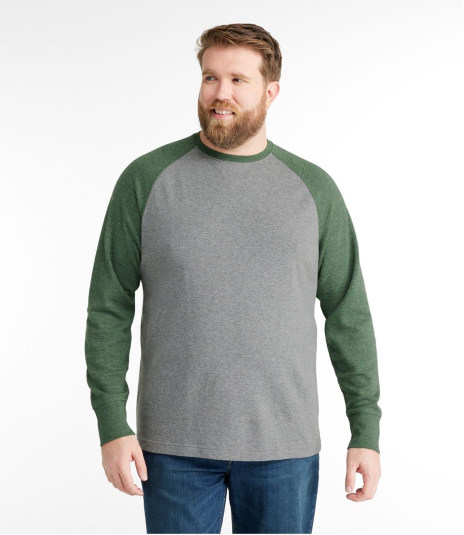 Men's Washed Cotton Double-Knit Crewneck, Slightly Fitted Long-Sleeve Colorblock | L.L.Bean online