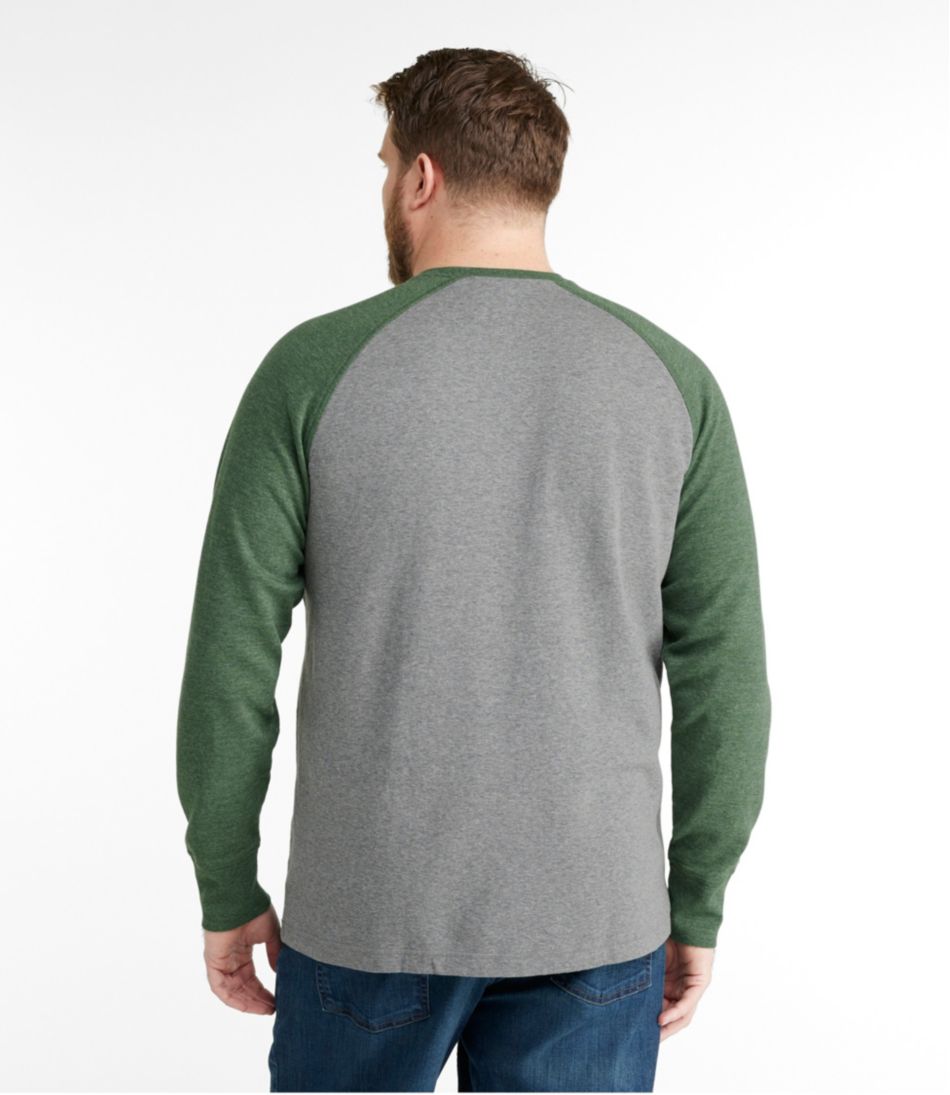 Men's Washed Cotton Double-Knit Crewneck, Slightly Fitted Long-Sleeve Colorblock | L.L.Bean online