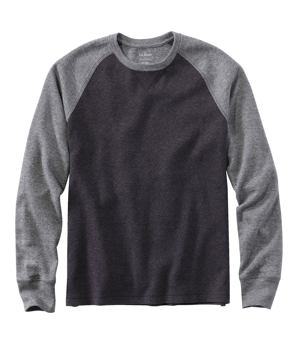 Men's Washed Cotton Double-Knit Crewneck, Slightly Fitted Long-Sleeve Colorblock | L.L.Bean online