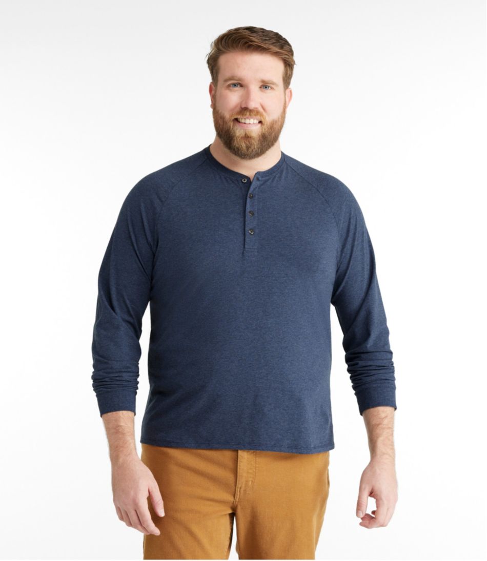 Men's Comfort Stretch Pima Tee Shirt, Long-Sleeve Henley | L.L.Bean online