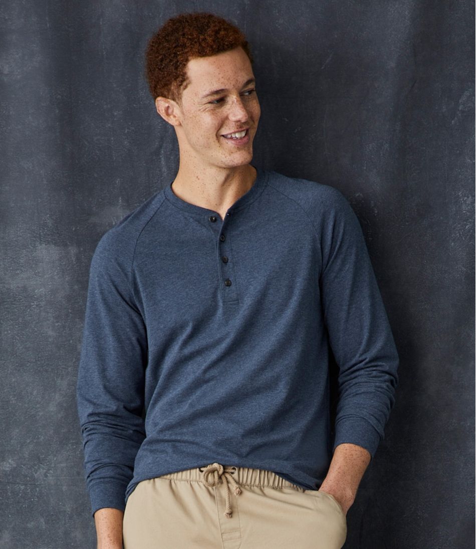 Men's Comfort Stretch Pima Tee Shirt, Long-Sleeve Henley | L.L.Bean online