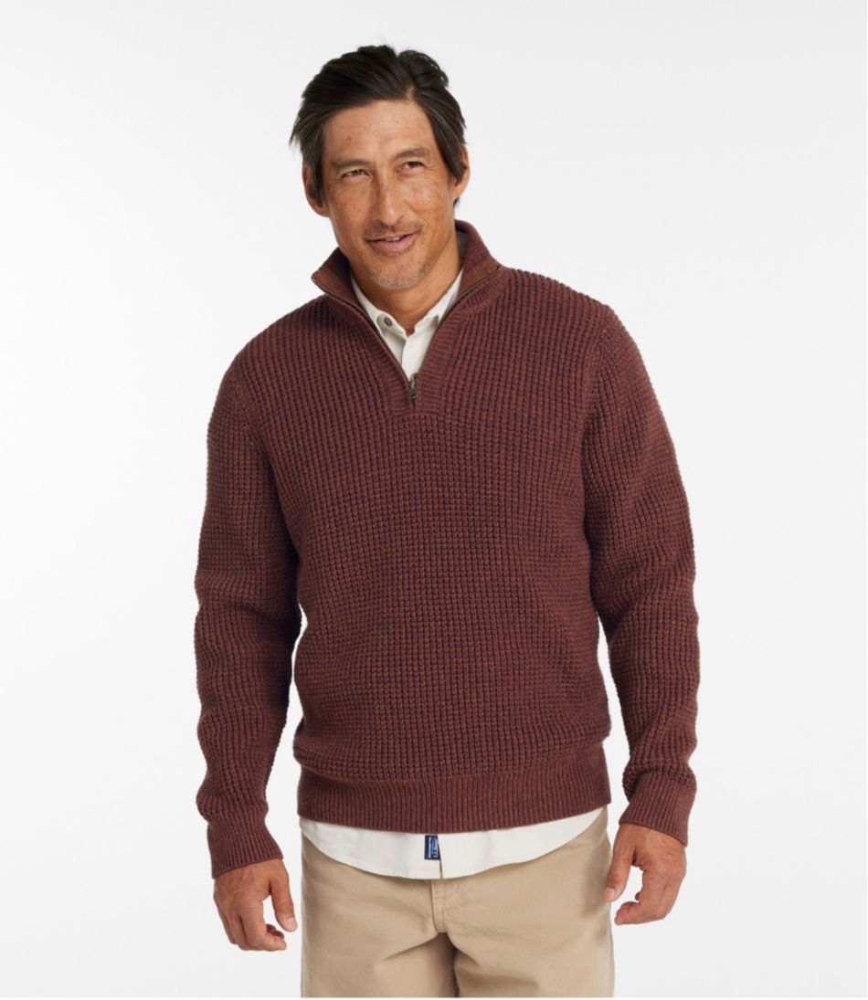 Men's Organic Cotton Waffle Sweater, Quarter Zip | L.L.Bean sale