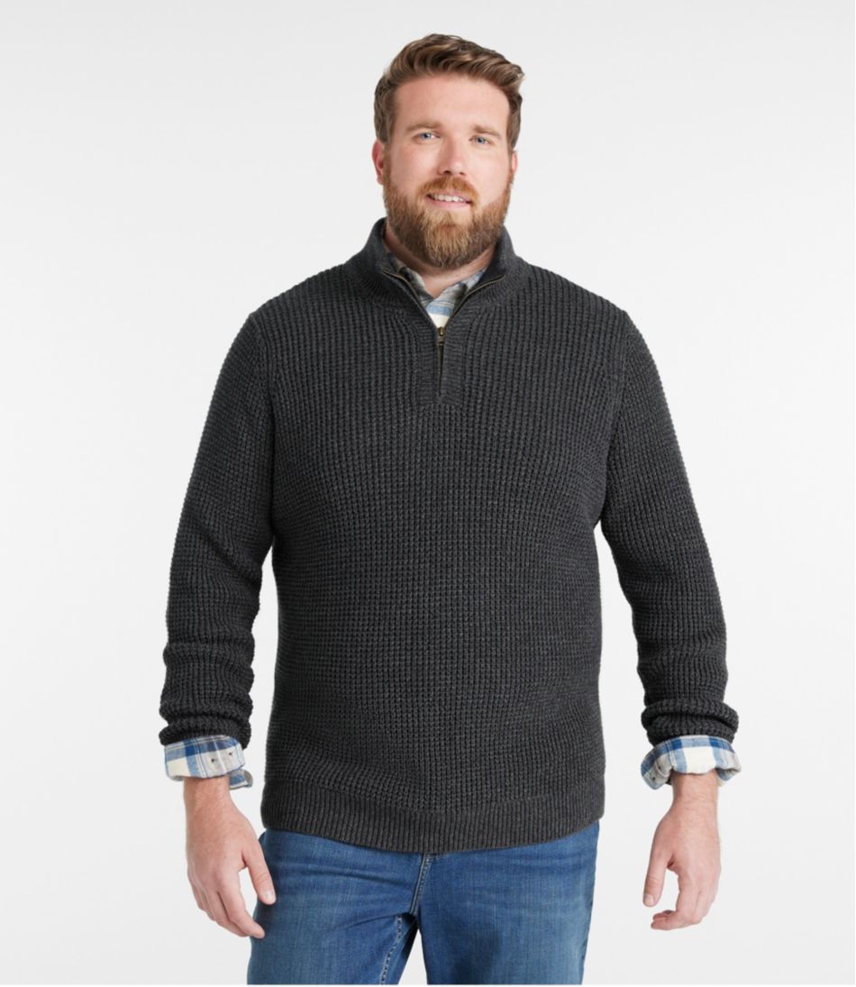 Men's Organic Cotton Waffle Sweater, Quarter Zip | L.L.Bean sale