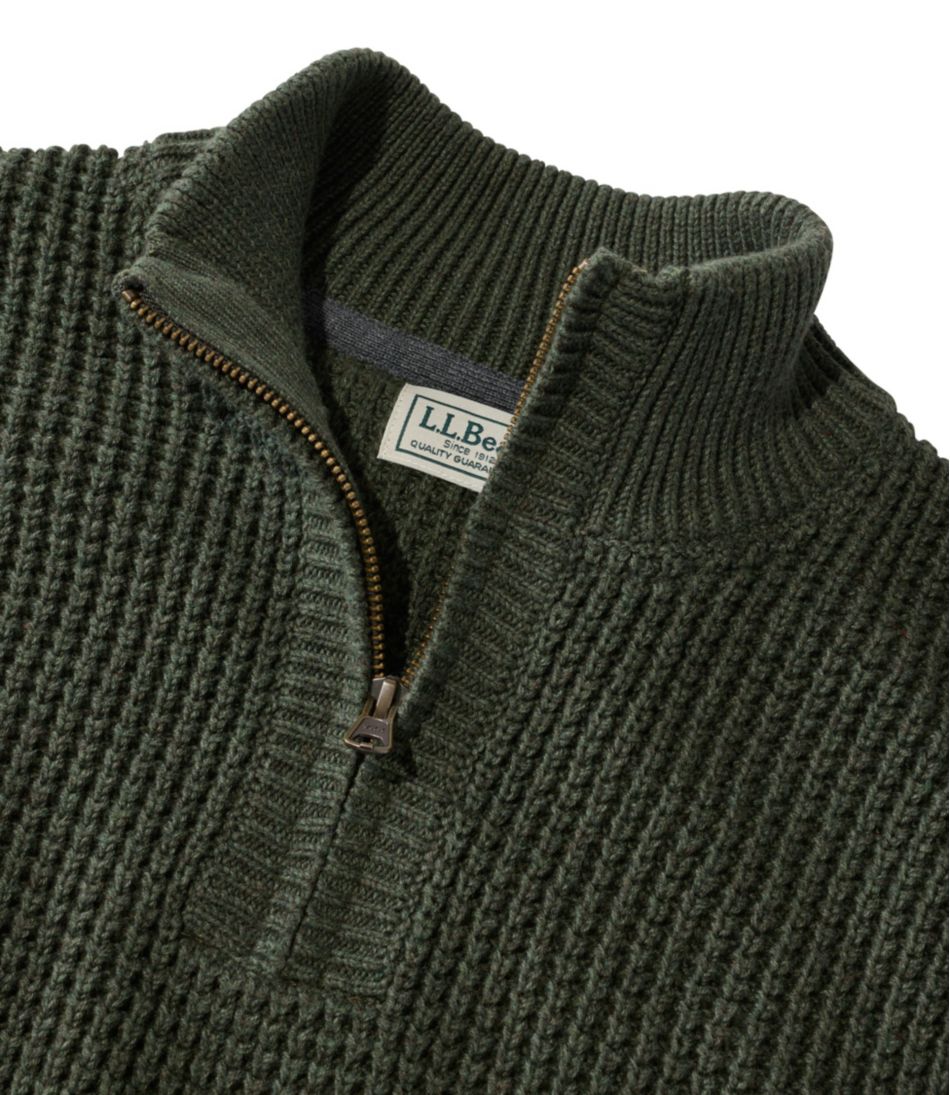 Men's Organic Cotton Waffle Sweater, Quarter Zip | L.L.Bean sale