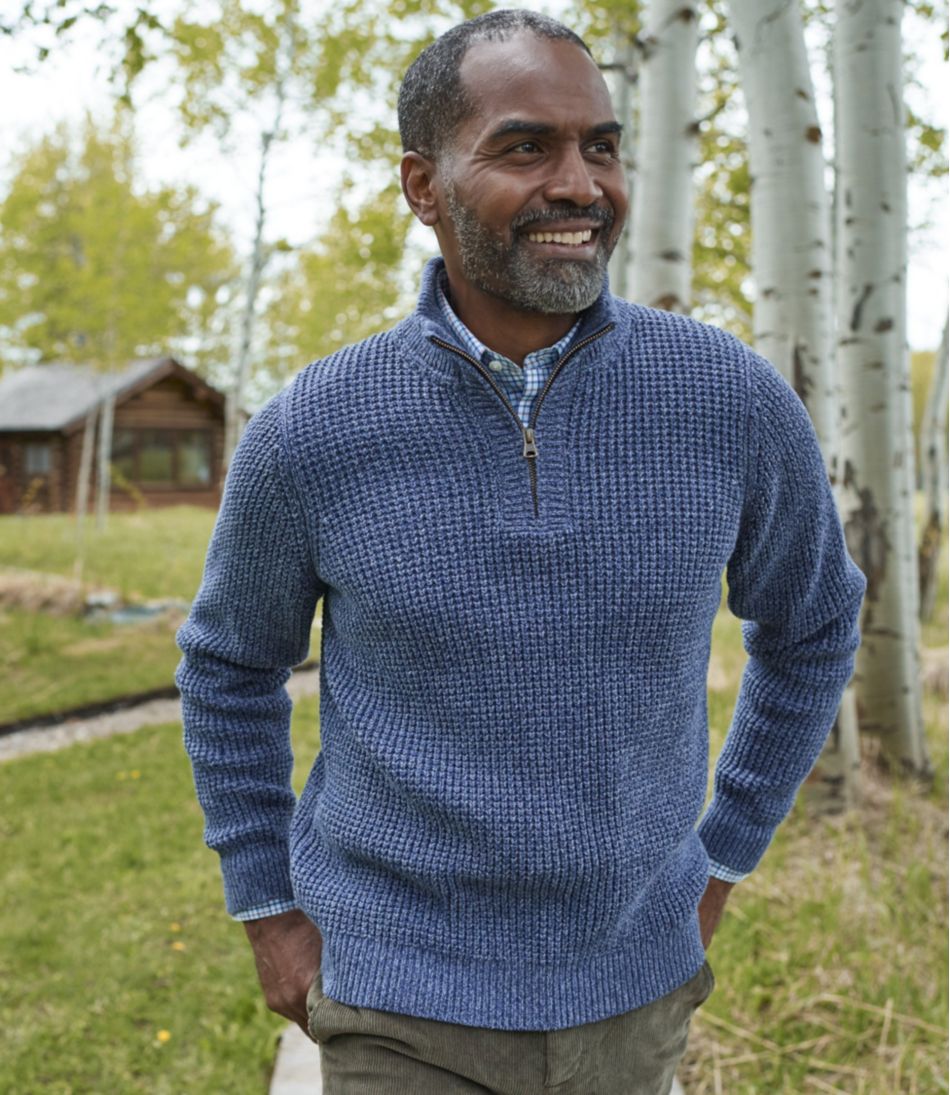 Men's Organic Cotton Waffle Sweater, Quarter Zip | L.L.Bean sale
