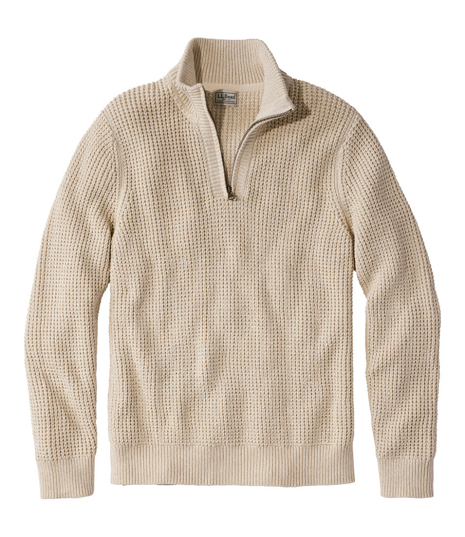 Men's Organic Cotton Waffle Sweater, Quarter Zip | L.L.Bean sale