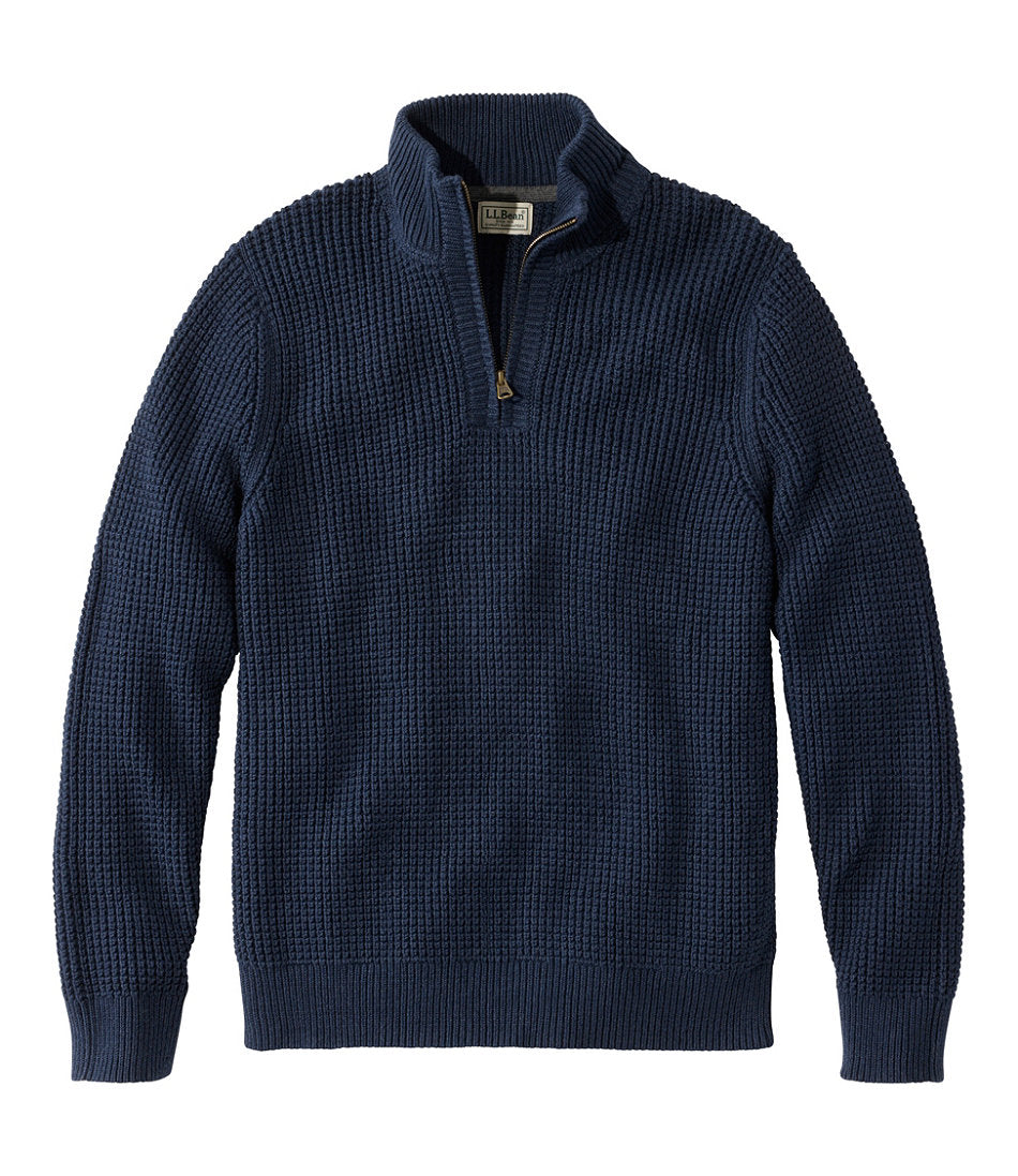 Men's Organic Cotton Waffle Sweater, Quarter Zip | L.L.Bean sale