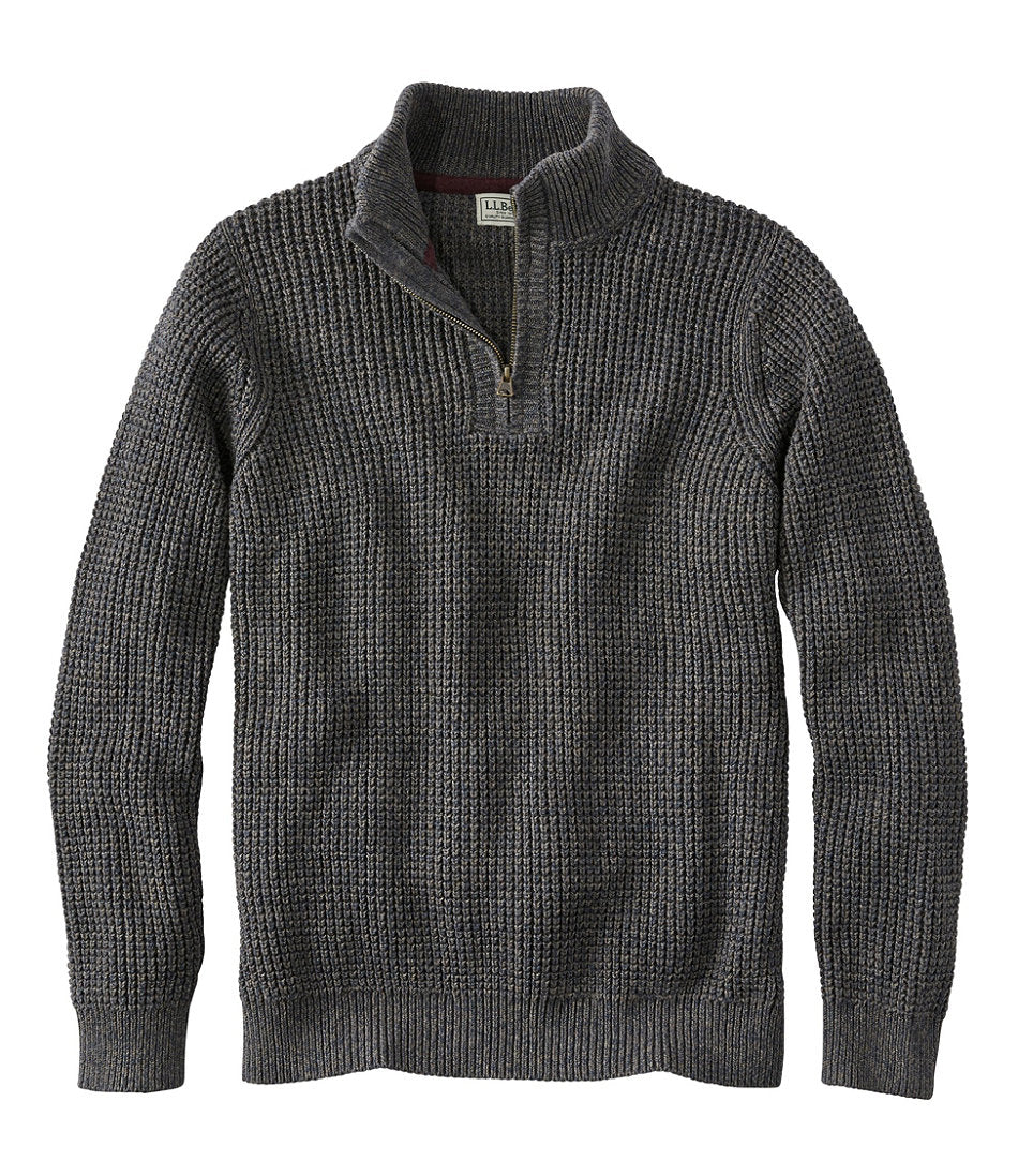 Men's Organic Cotton Waffle Sweater, Quarter Zip | L.L.Bean sale