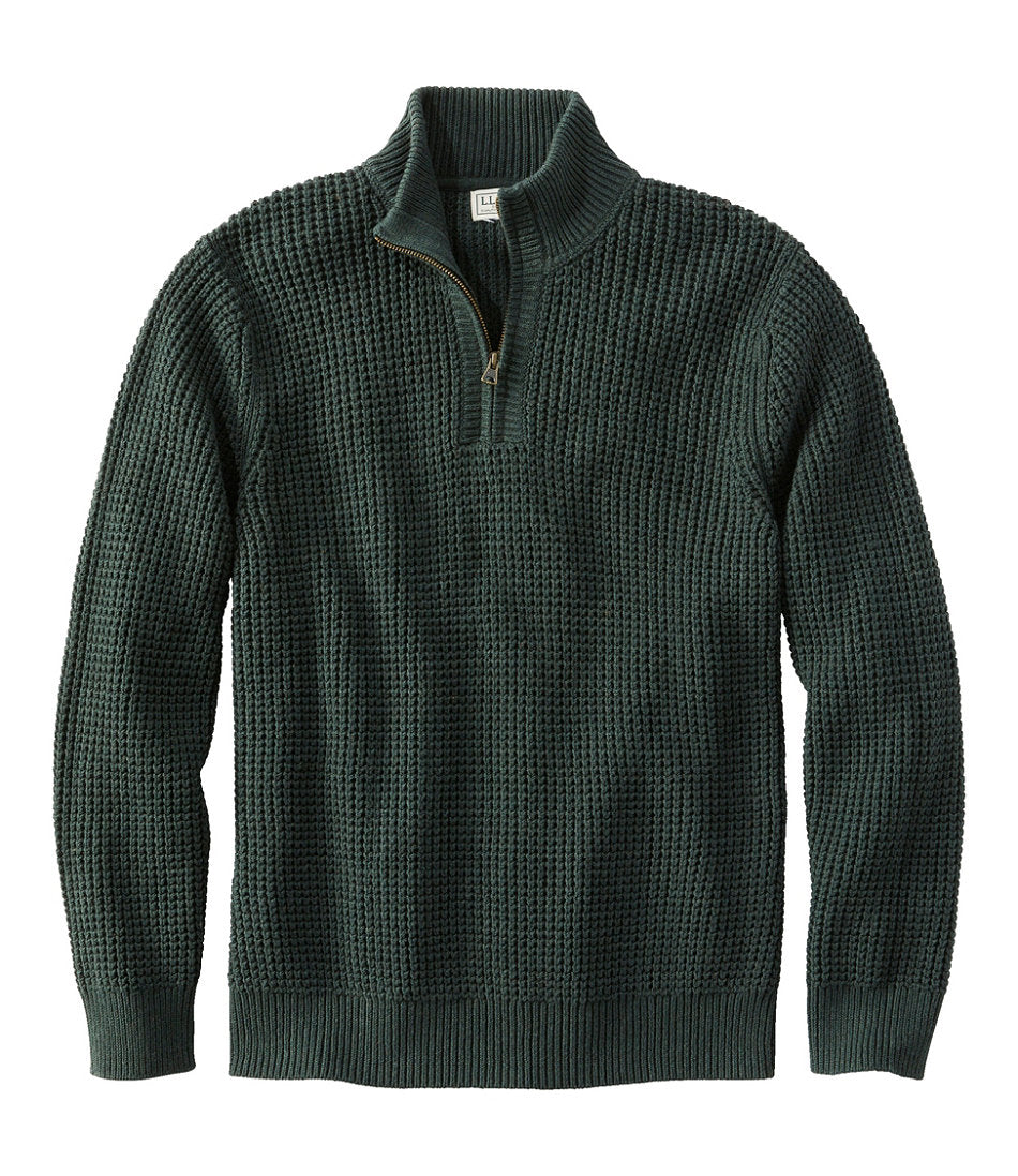 Men's Organic Cotton Waffle Sweater, Quarter Zip | L.L.Bean sale