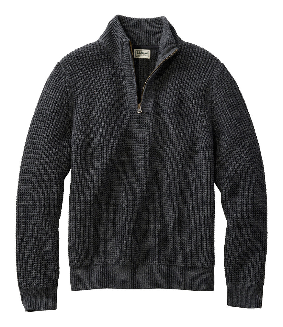 Men's Organic Cotton Waffle Sweater, Quarter Zip | L.L.Bean sale