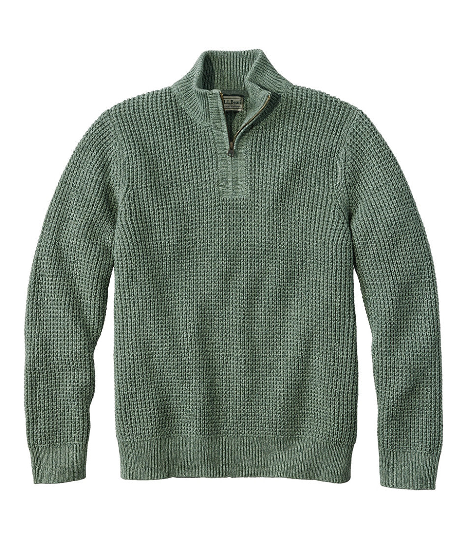 Men's Organic Cotton Waffle Sweater, Quarter Zip | L.L.Bean sale